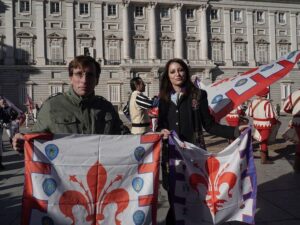 Bandierai degli Uffizi Cabalgata Reyes Madrid Ayuntamento